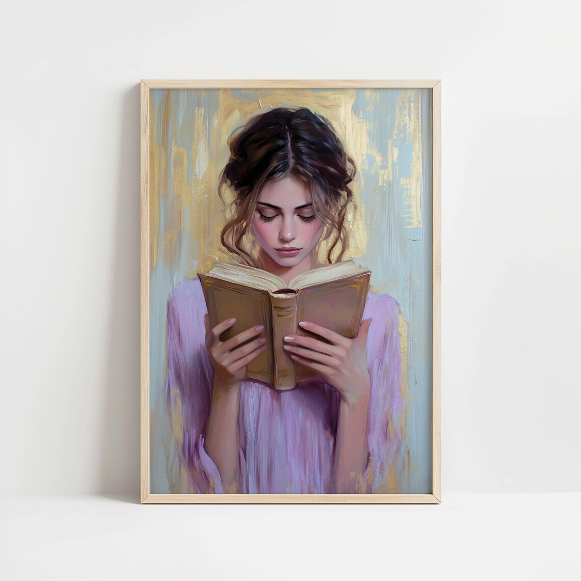 Young Woman Reading Book Painterly Oil Style Book Lover Poster - Image 8