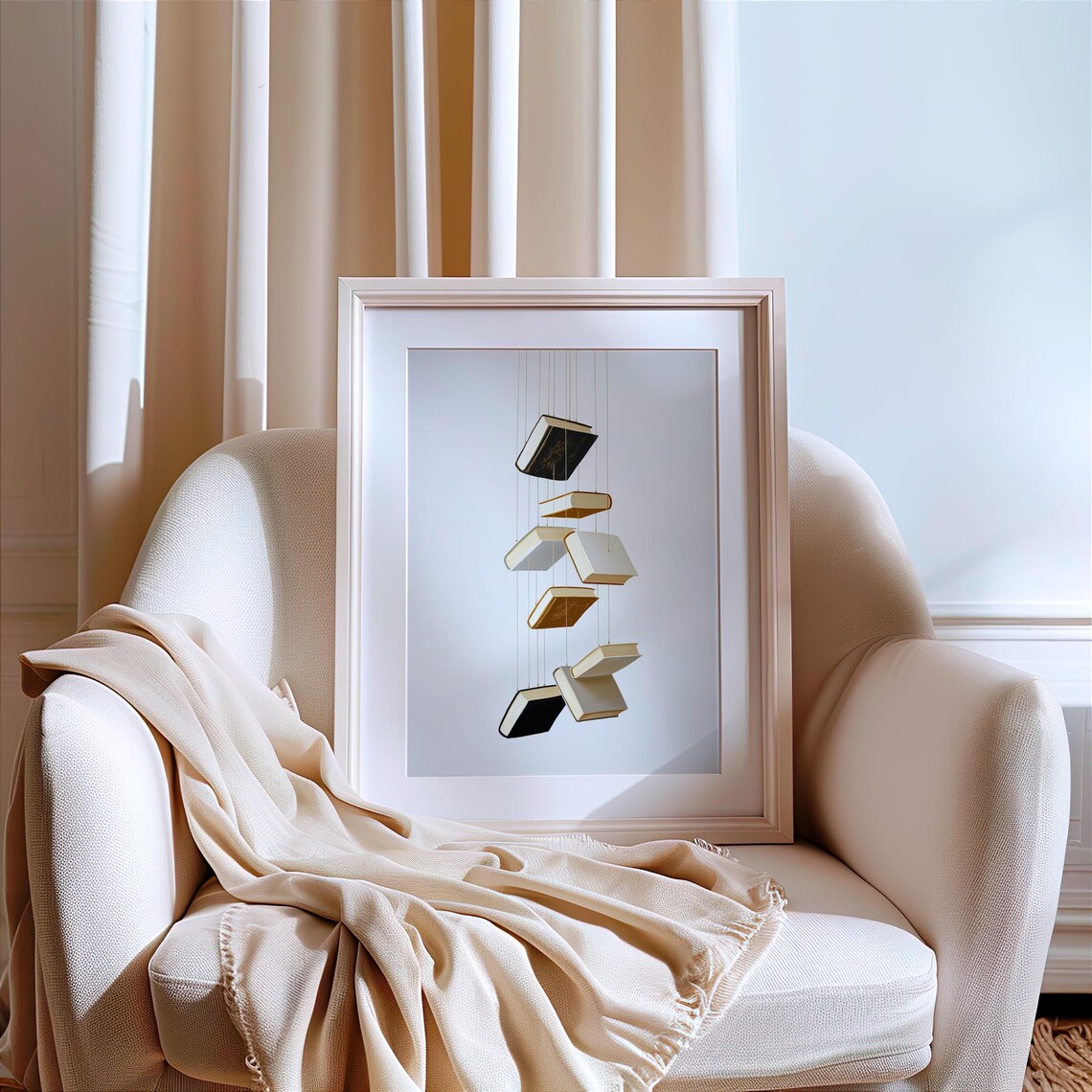 Minimalist Floating Books Modern Book Lover Reading Decor Poster - Image 3
