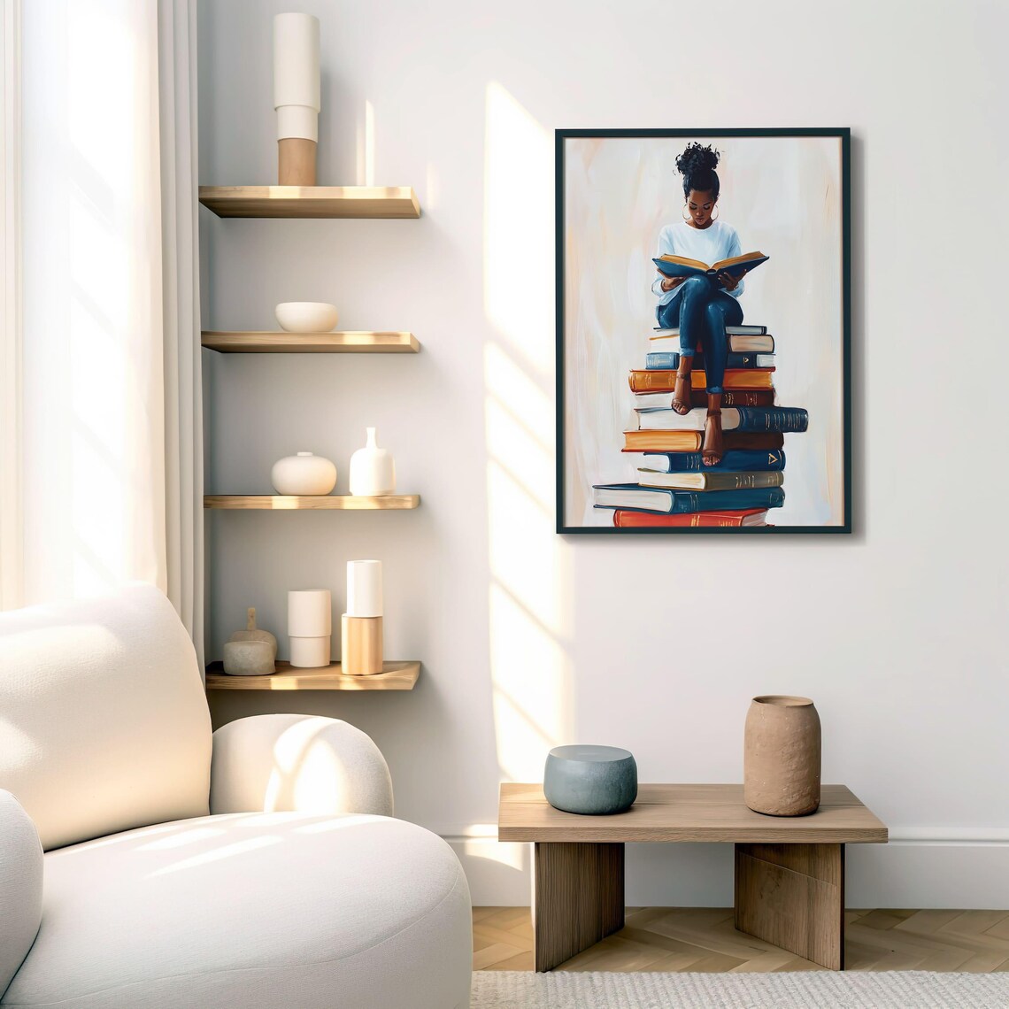 Black Woman Reading Book Art Print, Bookish Decor - Image 2