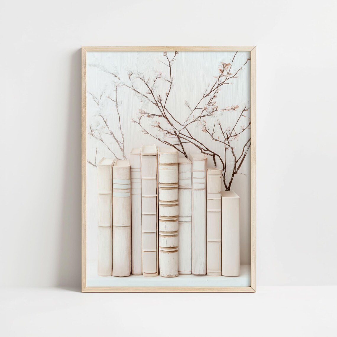 Minimalist Book Lover Art Print, Neutral Reading Nook - Image 8