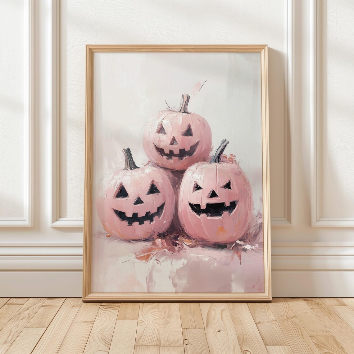 Pink Halloween Pumpkin Art Print Pastel Halloween Decor Cute Fall Wall Art Pastel Pumpkin Wall Decor