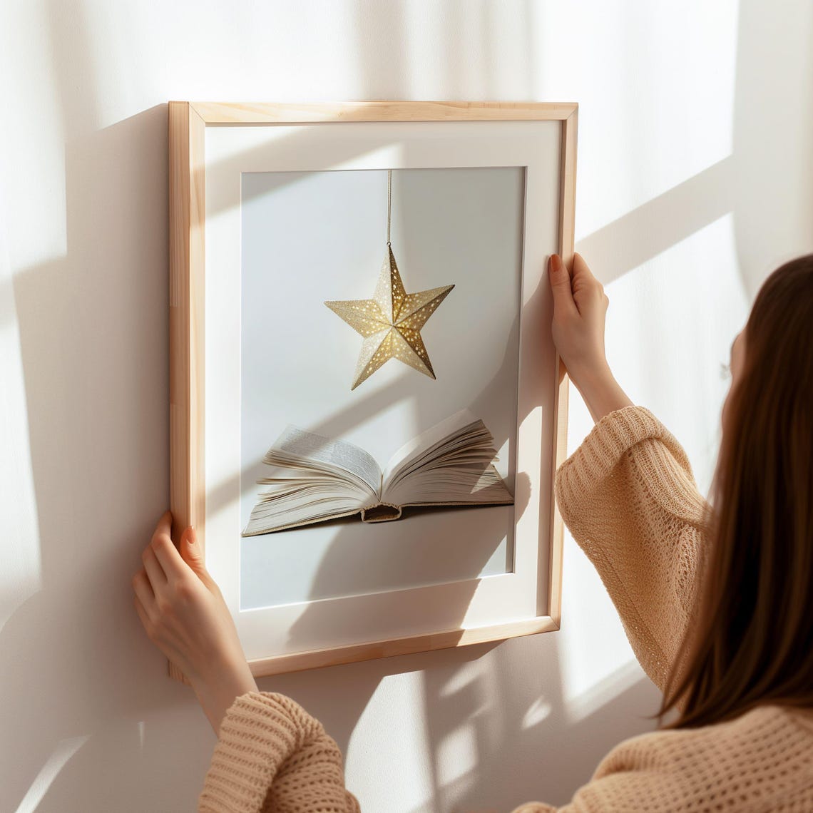 Gold Star Lantern Over Open Book Magical Reading Nook Poster - Image 7