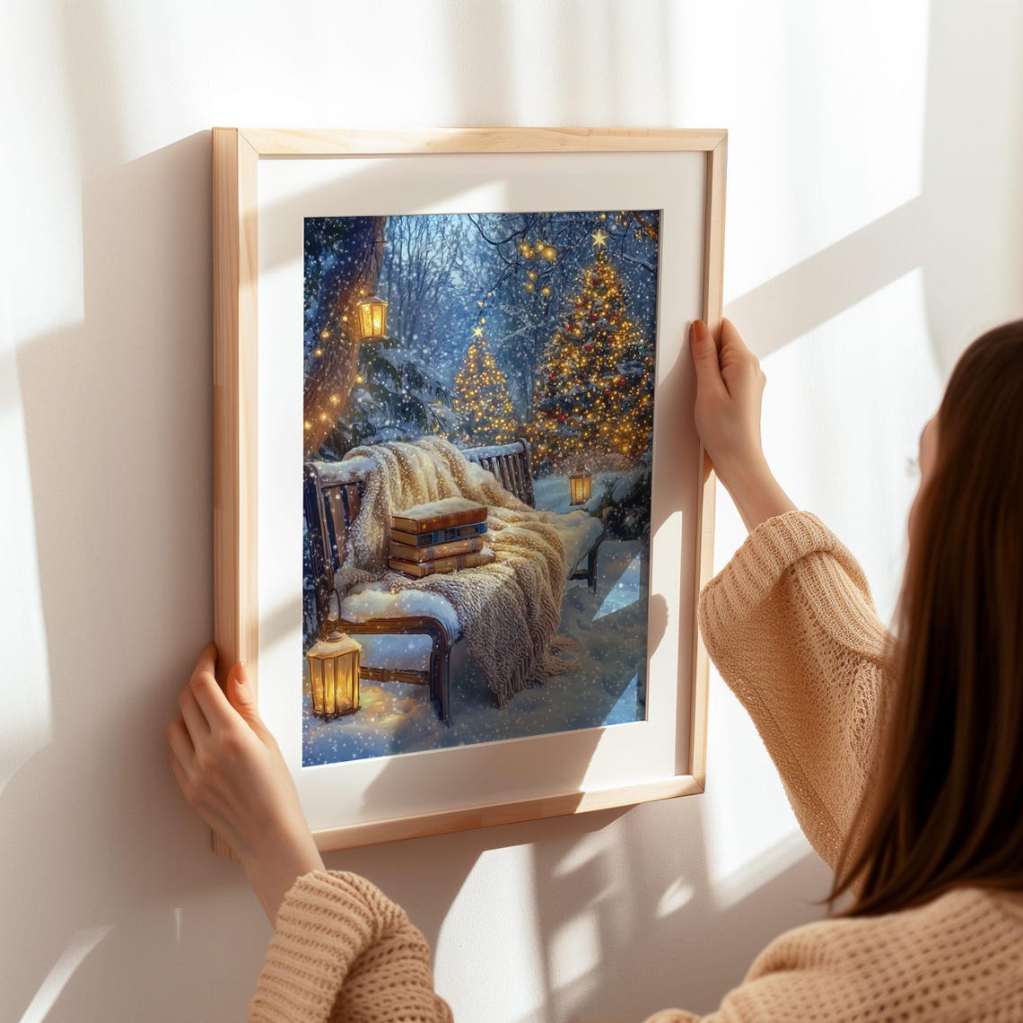Cozy Christmas Book Lover Snowy Outdoor Winter Reading Nook Poster - Image 5