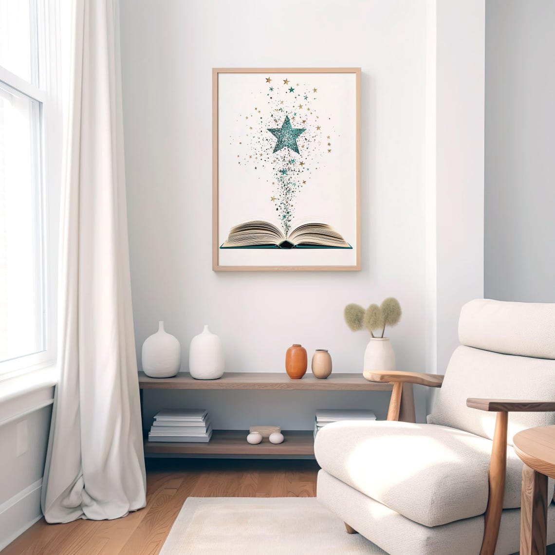 Open Book With Sparkling Teal Star Magic Reading Nook Poster - Image 7