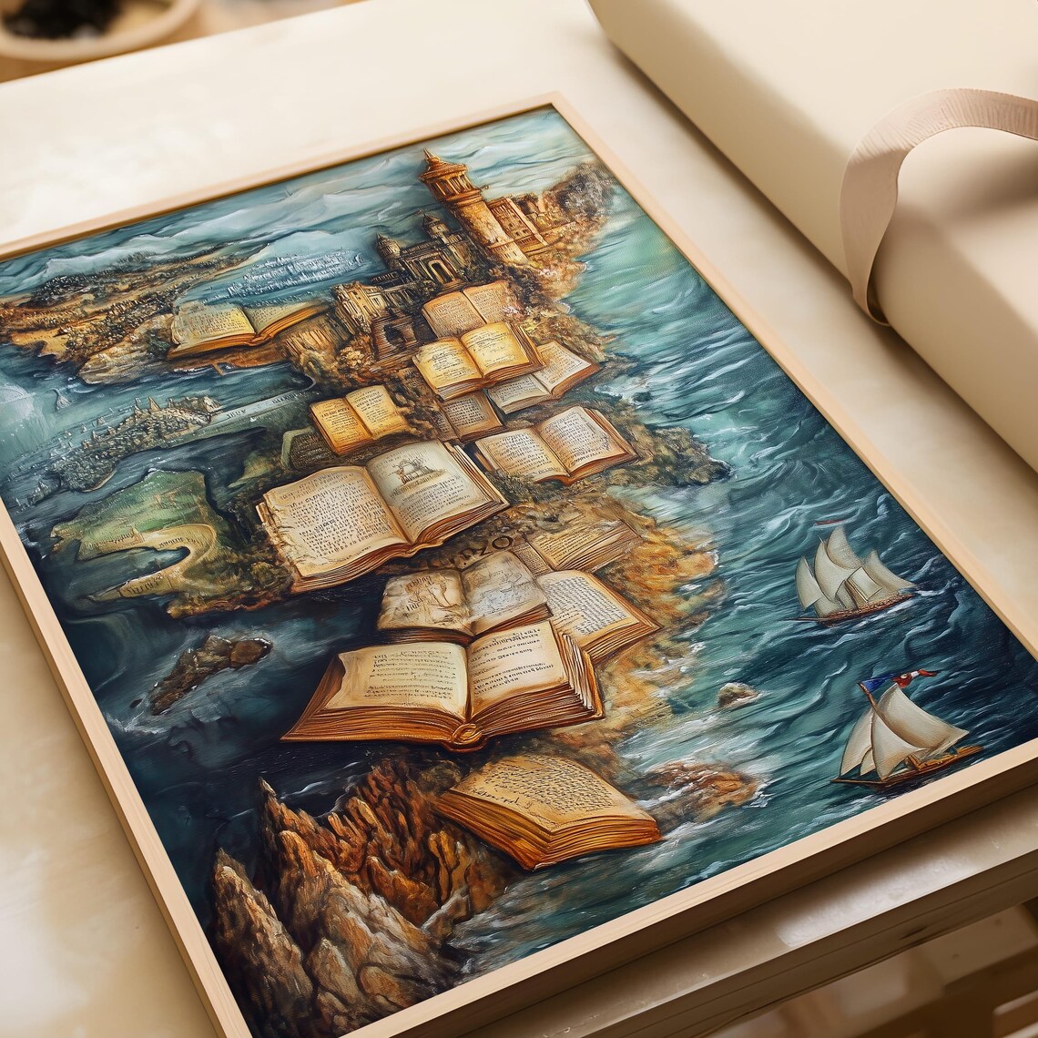 Book Lover Fantasy Map Art Print, Adventure Library Decor - Image 6
