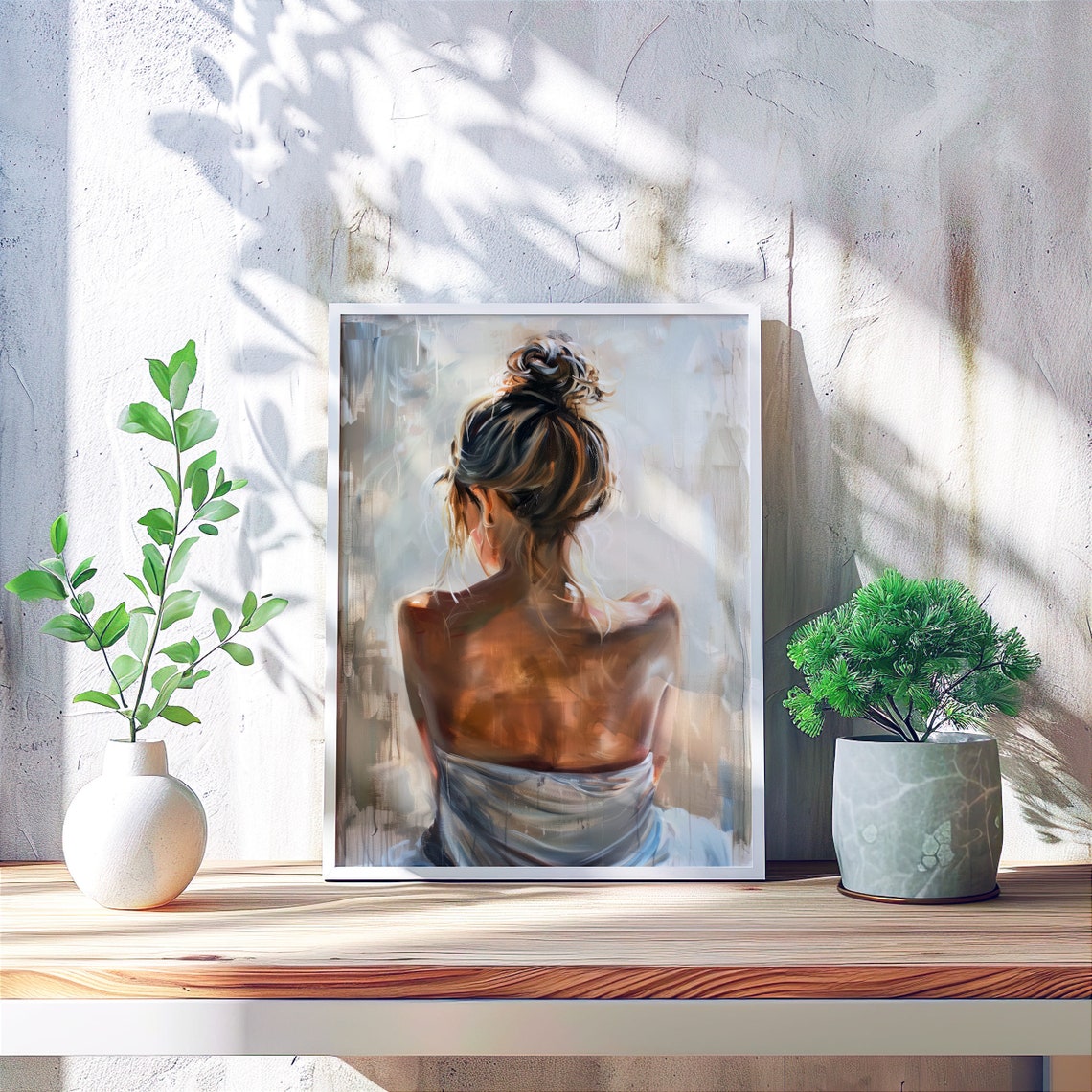 Serene Woman Portrait Realistic Art Modern Home Wall Art - Image 2