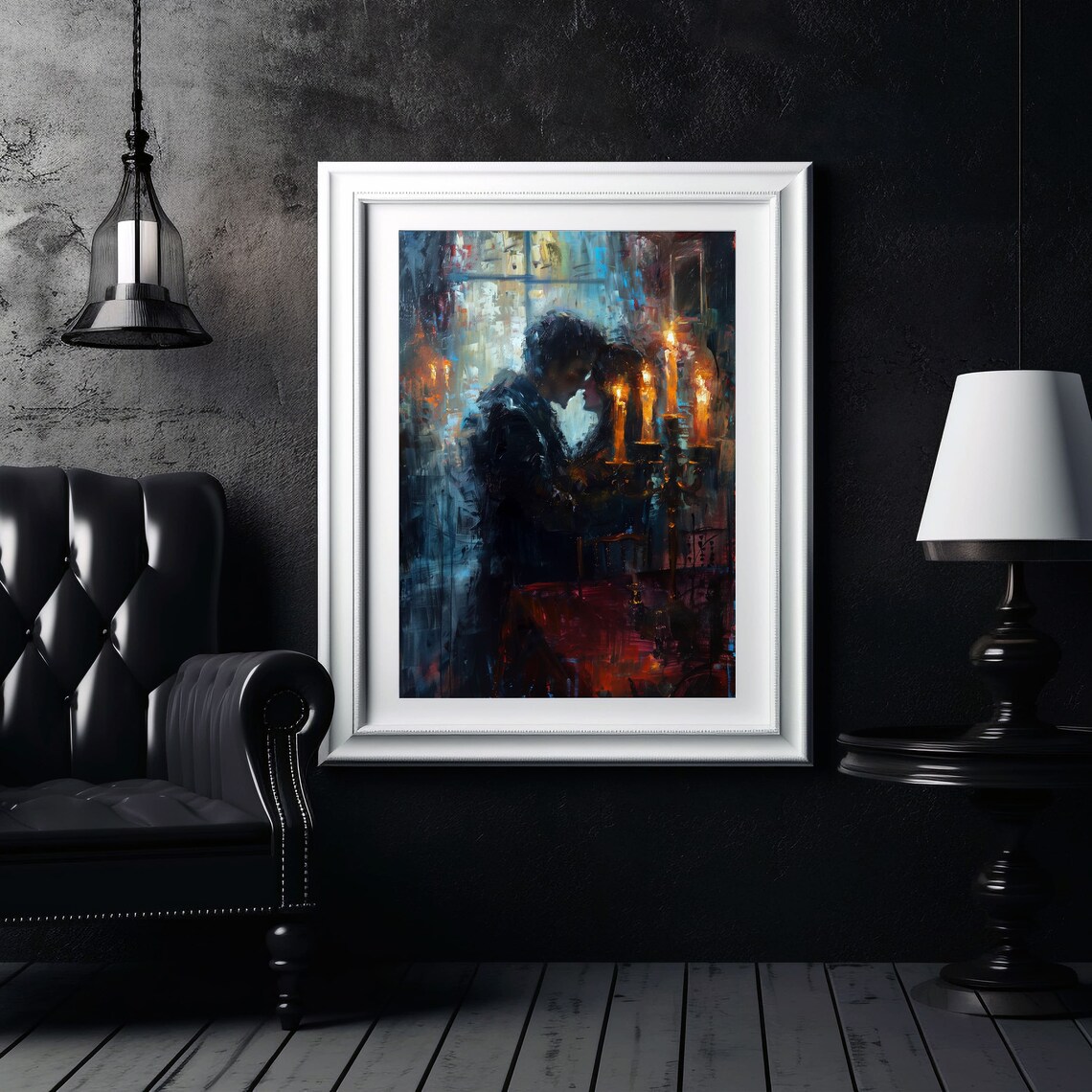 Gothic Candlelit Embrace, Dark Romantic Art Print - Image 8