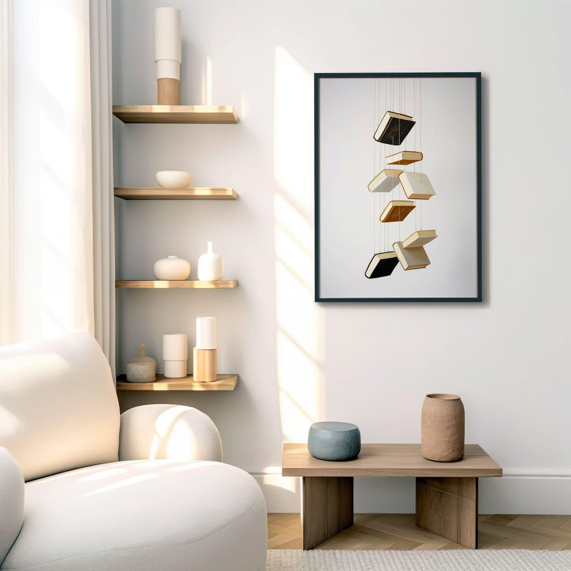 Minimalist Floating Books Modern Book Lover Reading Decor Poster - Image 7