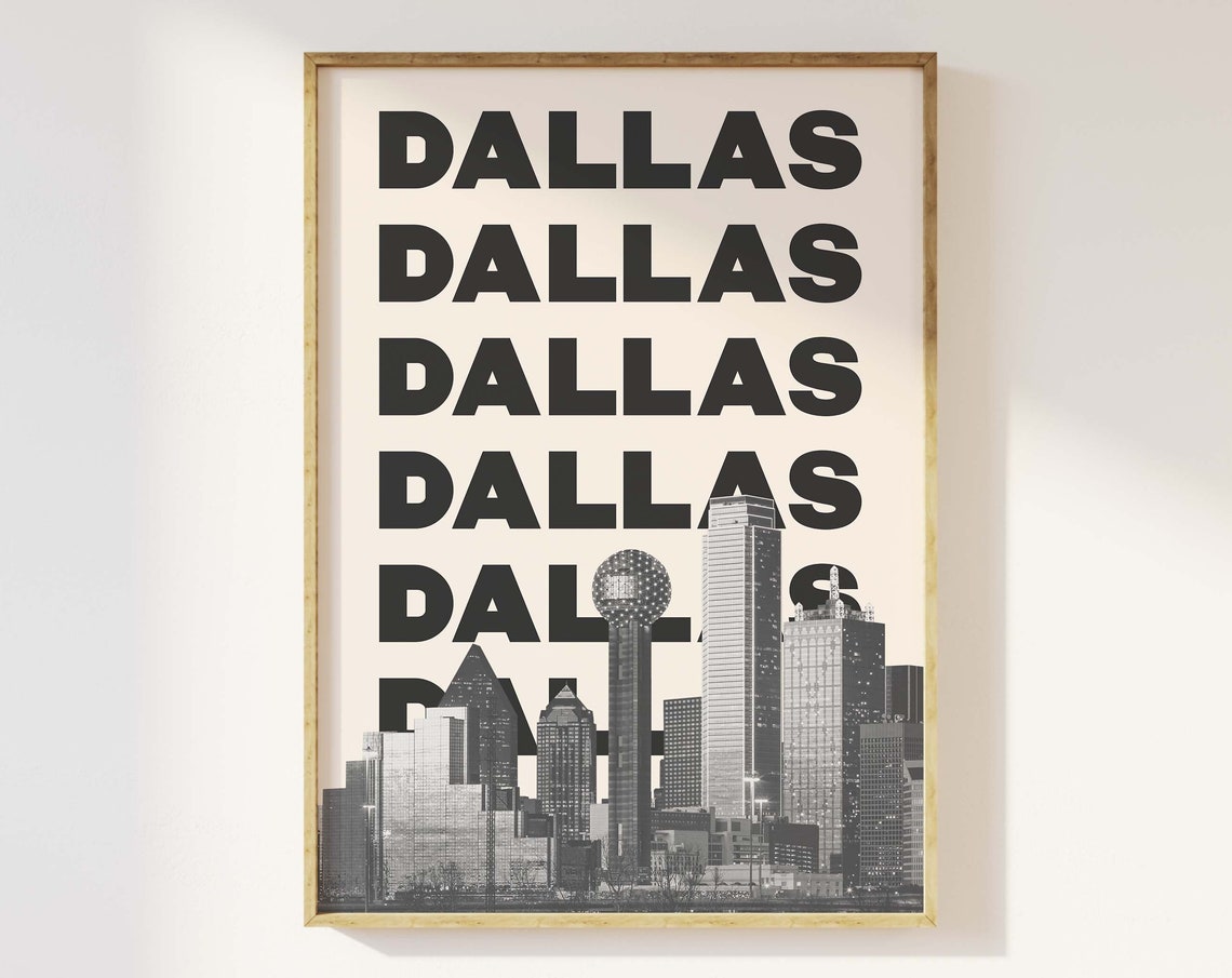 Dallas Texas Skyline Typography Art Poster for Modern City Decor - Image 4
