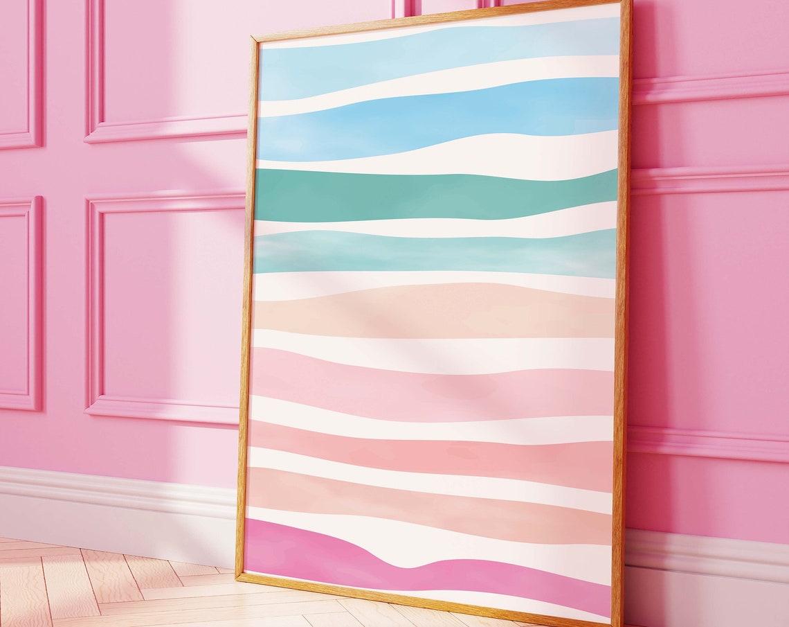 Rainbow Ocean Waves Abstract Art Poster for Colorful Beach Decor - Image 4