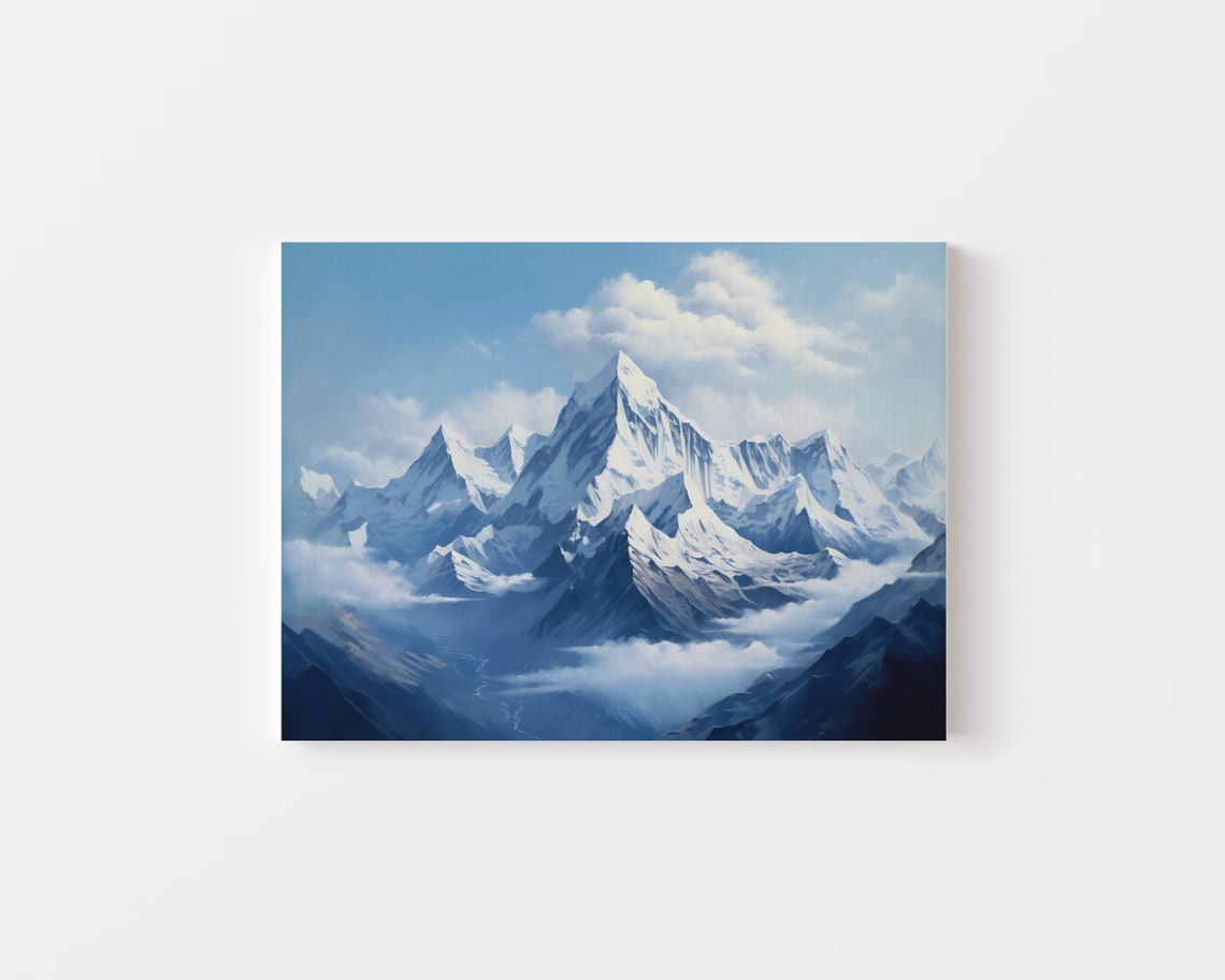 Snow-Capped Himalayan Peaks Blue Mountain Landscape Wall Poster - Image 4
