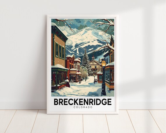 Breckenridge Colorado Snowy Main Street Vintage Ski Town Travel Poster