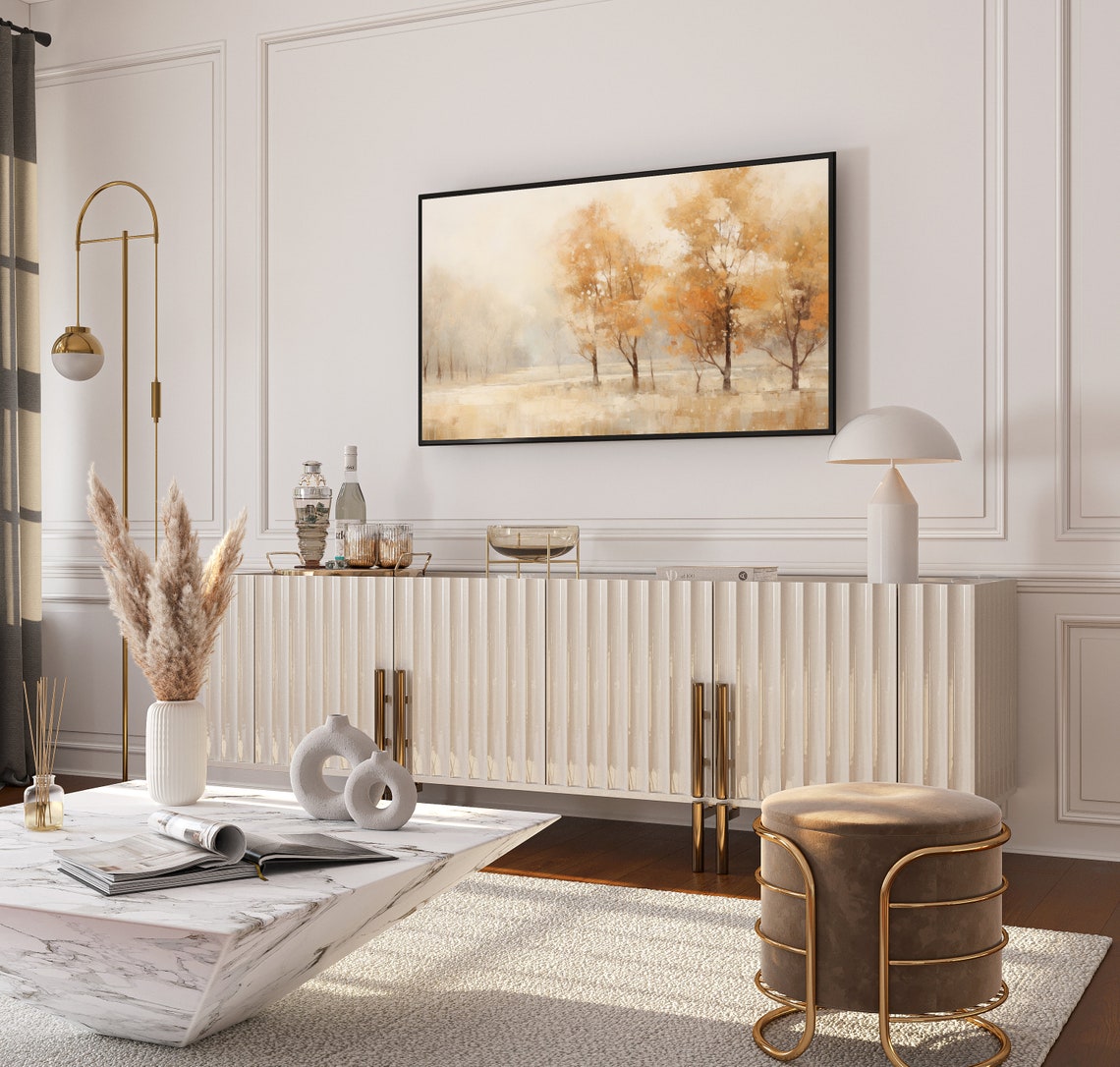 Golden Forest in Soft Misty Autumn Abstract Landscape Poster - Image 4