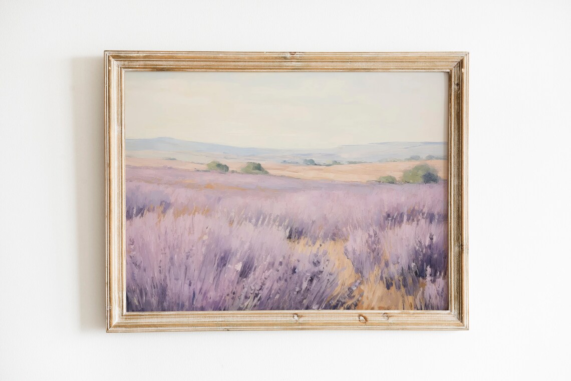 Lavender Field Purple Landscape Impressionist Painting Poster