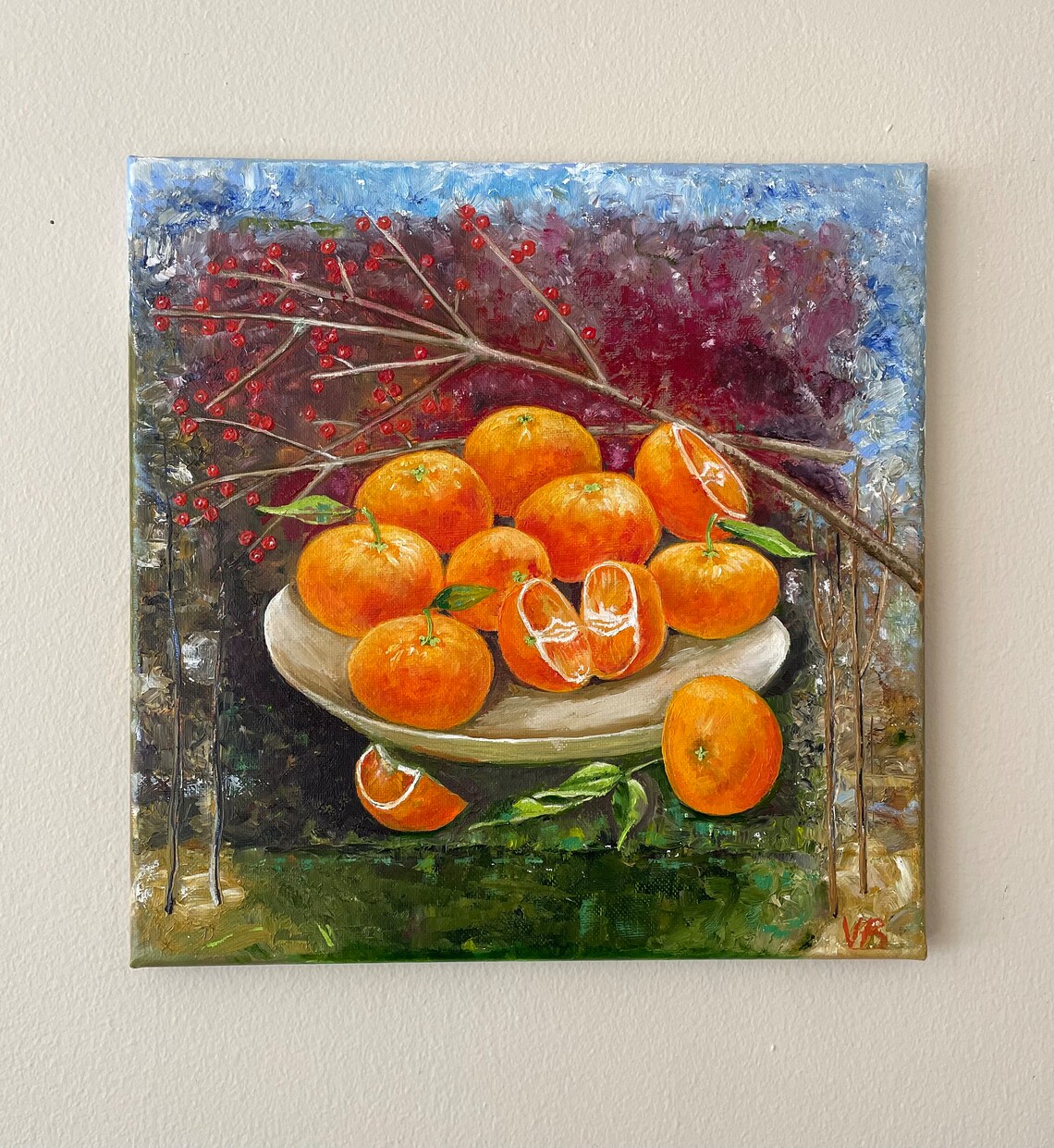 Tangerines Mandarins Original Handmade Oil Painting On Clementine Citrus Oil Painting Gallery Wall Art One Of A Kind Gift