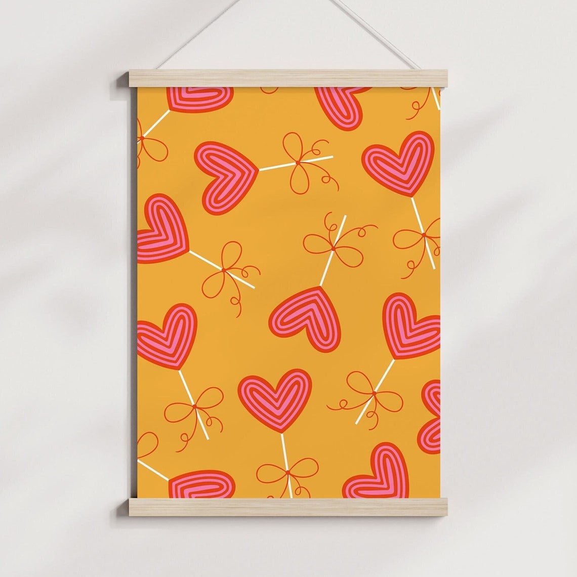 Pink Heart Lollipop Pattern Playful Orange Valentines Poster - Image 3