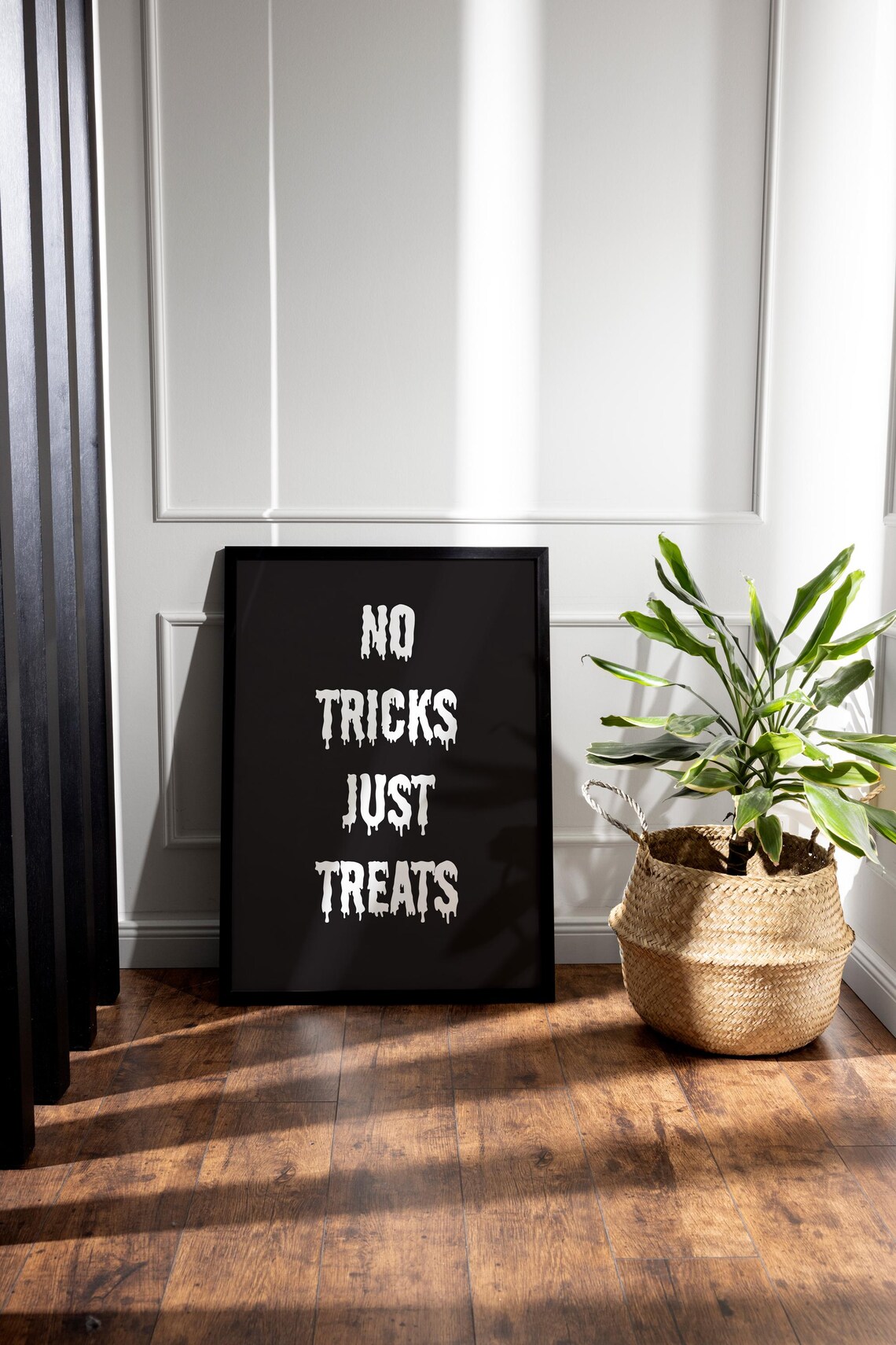 No Tricks Just Treats Halloween Poster Spooky Typography Wall Decor Art - Image 3