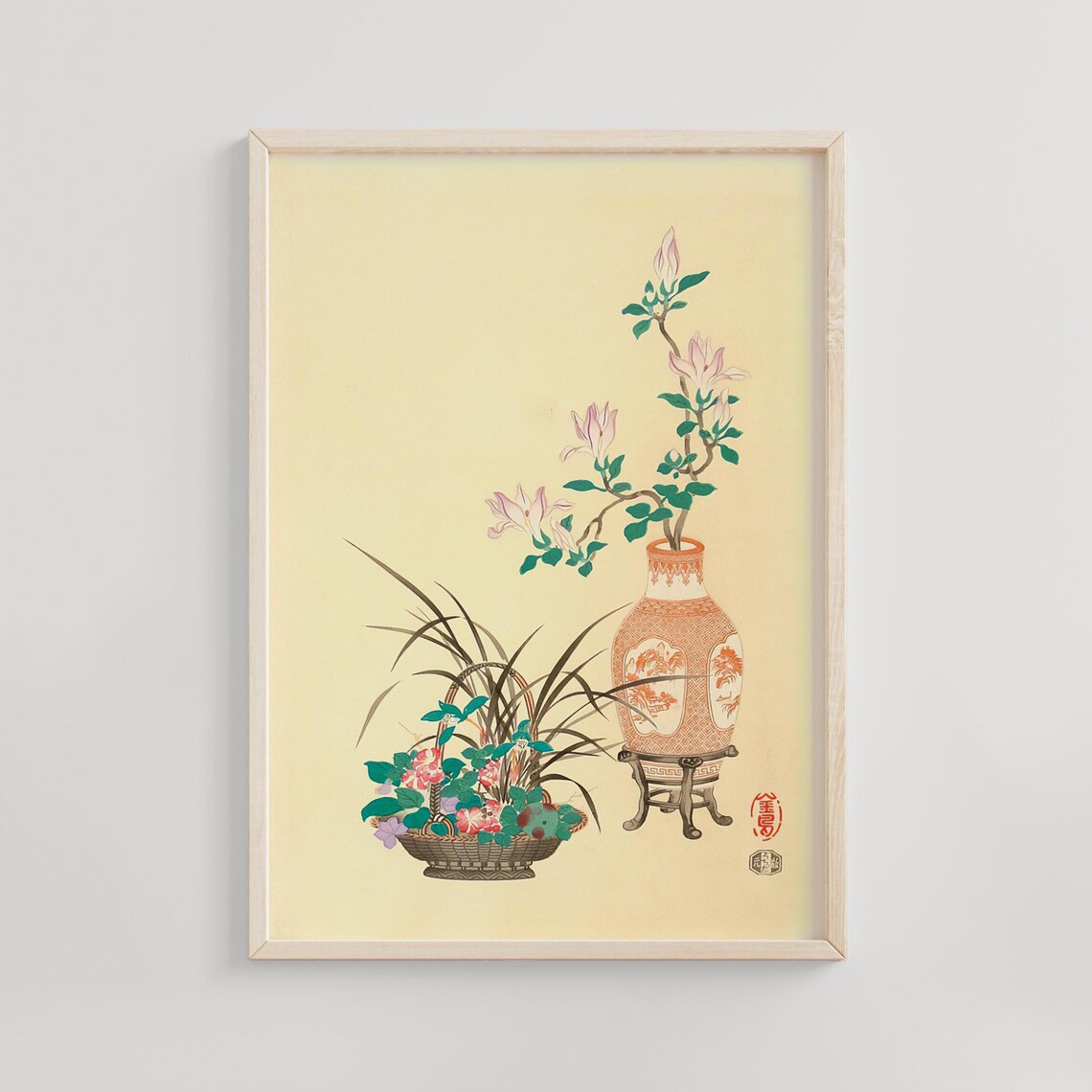 Japanese Ikebana Flower Arrangements Vintage Botanical Art Poster