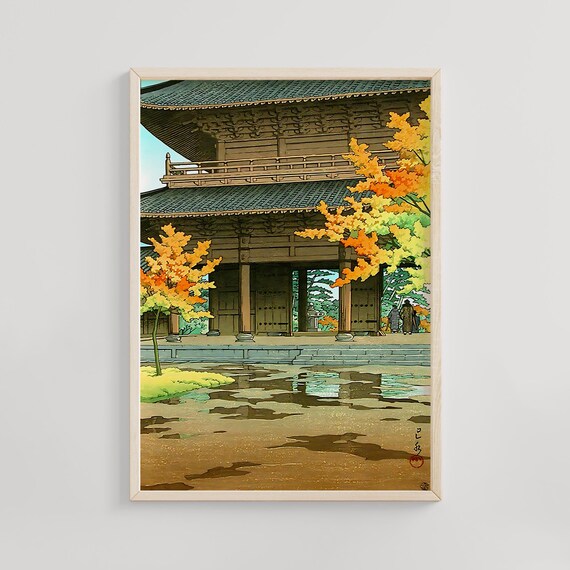 Kawase Hasui Autumn at Nanzenji Temple Kyoto Maple Foliage Scene Poster