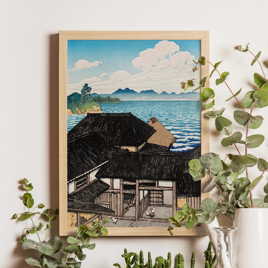 Kyodomari Hizen Kawase Hasui 1928 Japanese Woodblock Print Shin Hanga Landscape Coastal Village Art Vintage Japan Poster
