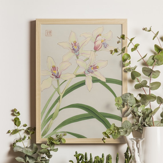 White Orchid Kawarazaki Shodo Ukiyo-e Art Print