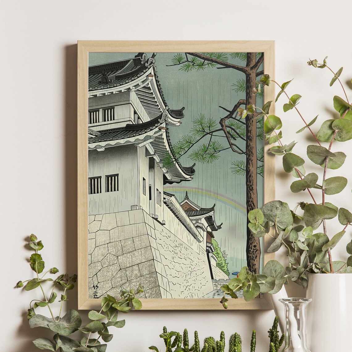 Drizzling Rain in Nijyo Castle Kyoto Ukiyo-e Art Print