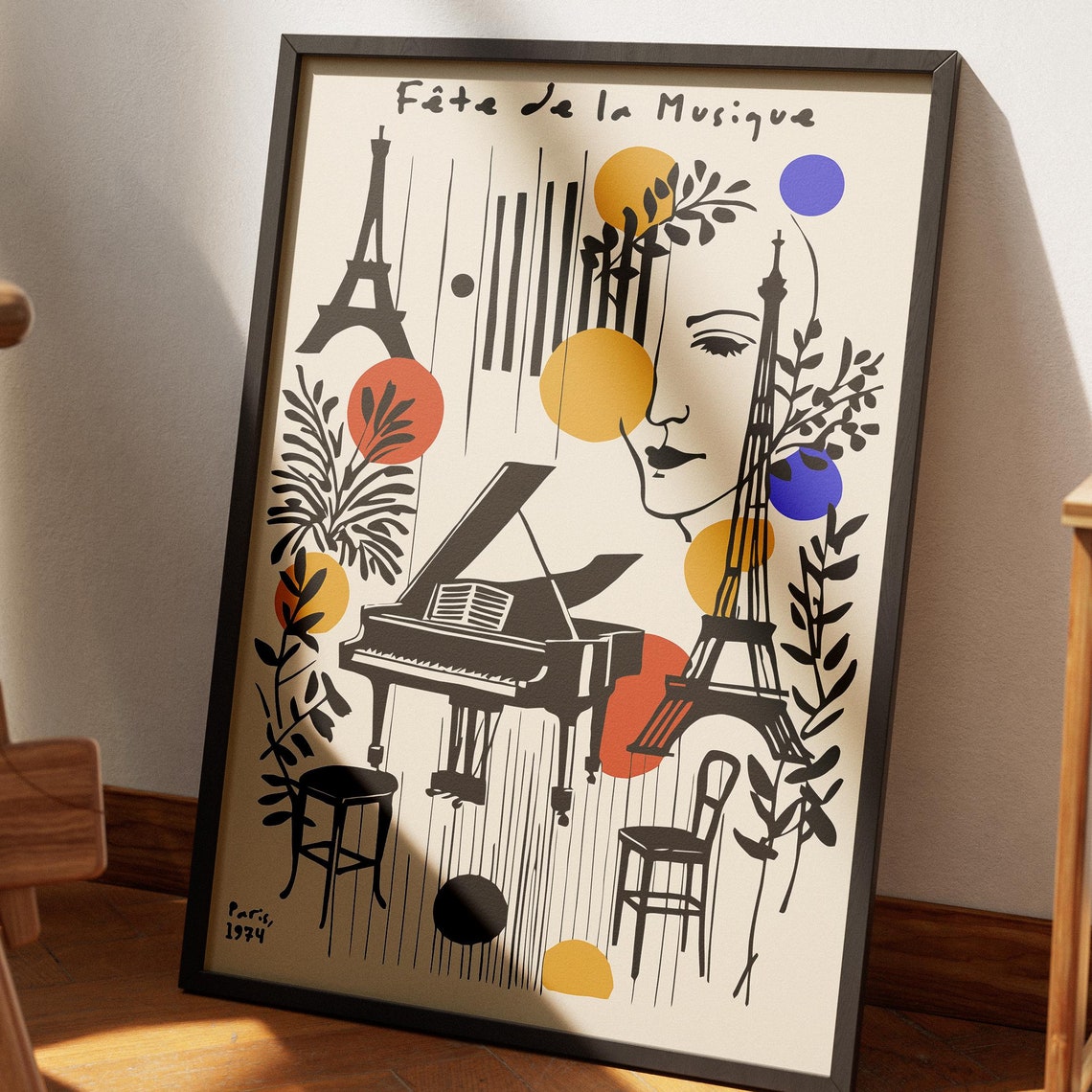 Fête de la Musique Paris 1984 Grand Piano Eiffel Tower Poster
