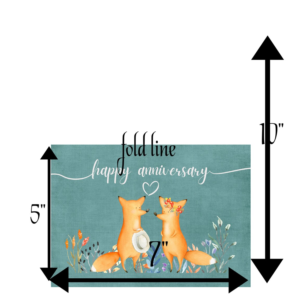 Cute Fox Couple Wildflowers Watercolor Art Print - Image 2