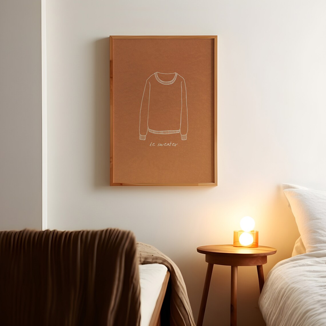 Le Sweater Minimalist Rust Orange Sweater Illustration Fall Decor Poster - Image 3