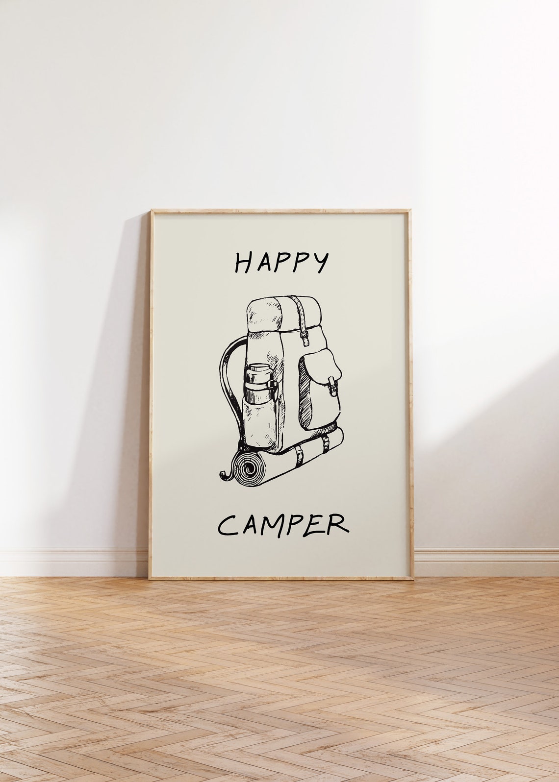 Happy Camper Backpack Sketch Vintage Outdoor Adventure Art Poster - Image 3
