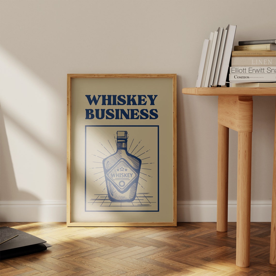 Whiskey Business Navy Vintage Bottle Home Bar Wall Decor Poster - Image 3
