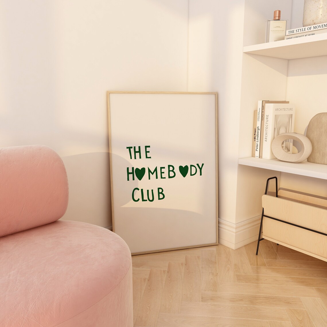 The Homebody Club Green Hearts Minimalist Cozy Home Decor Poster - Image 2