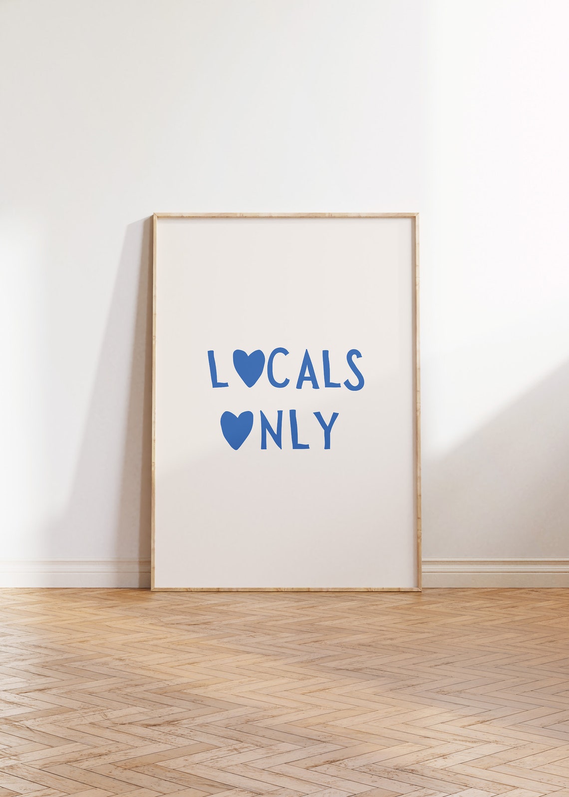 Locals Only Blue Heart Typography Trendy Coastal Surf Wall Poster - Image 3