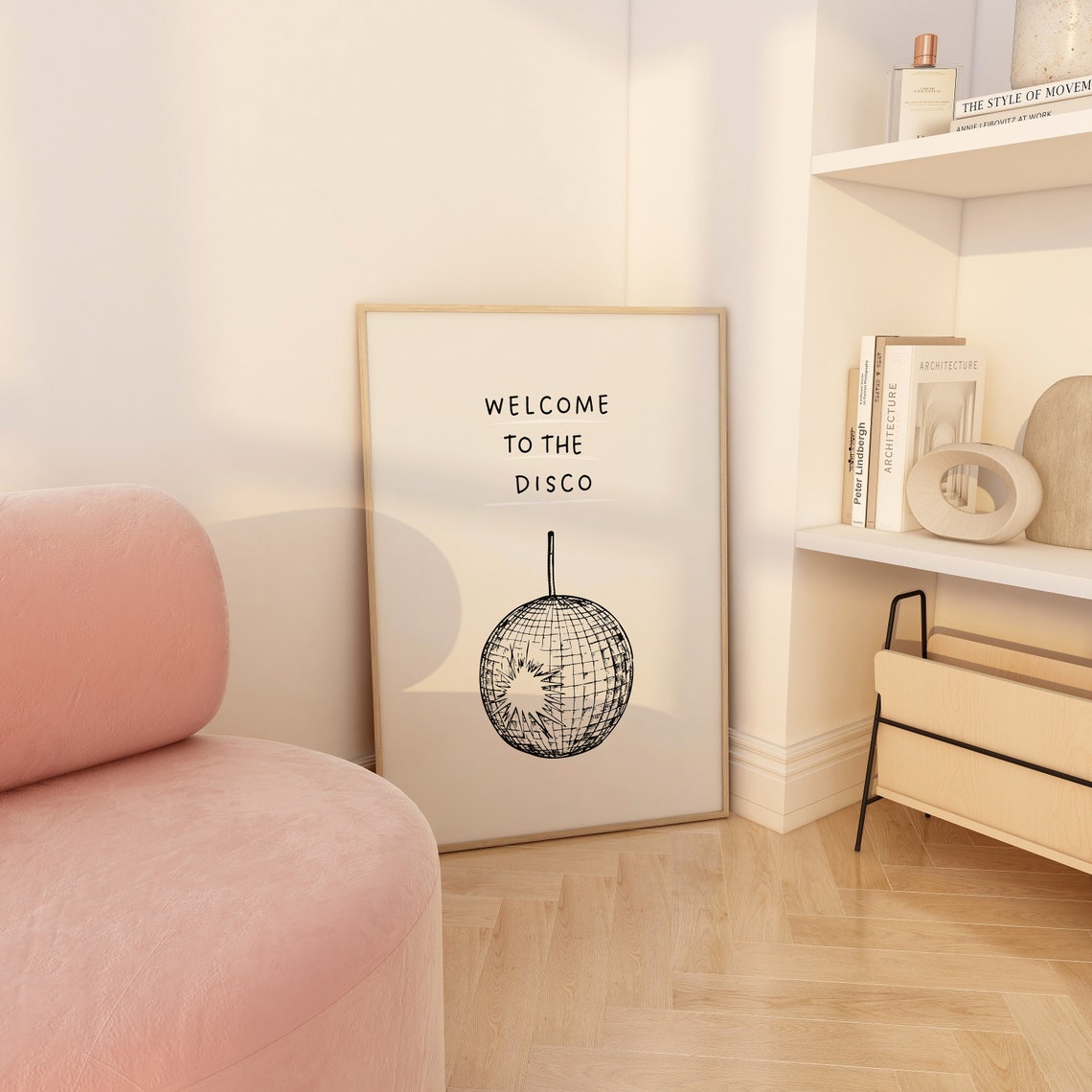 Welcome to the Disco Detailed Ink Disco Ball Retro Dance Wall Art - Image 3
