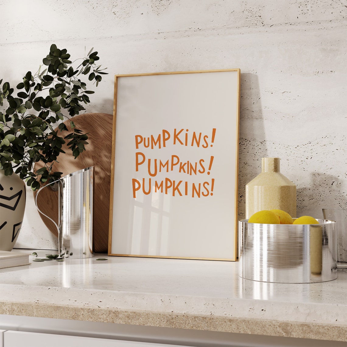 Playful Orange Pumpkins Repeat Typography Fall Season Decor Poster - Image 2
