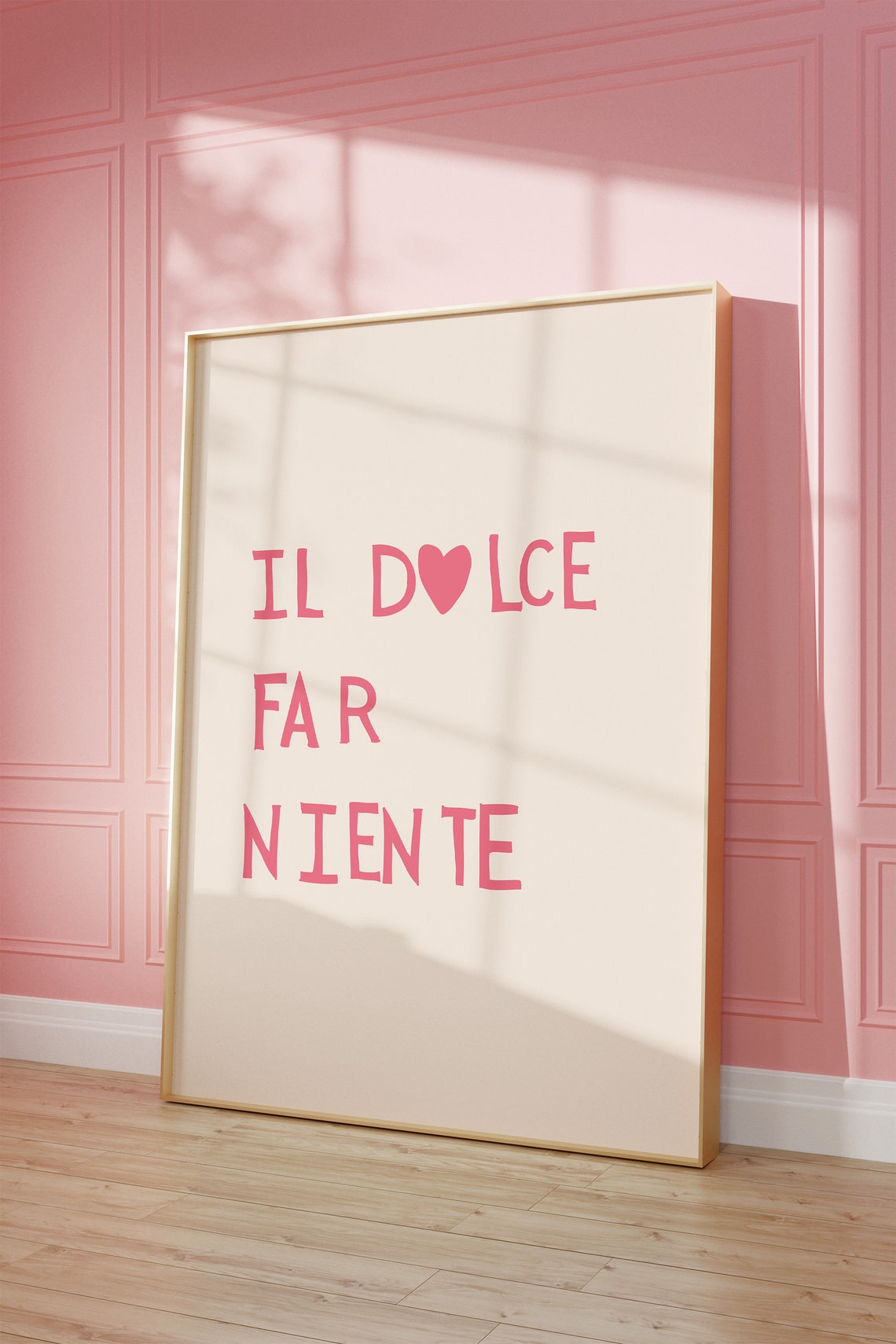 Pink Il Dolce Far Niente Heart Typography Italian Quote Poster - Image 3