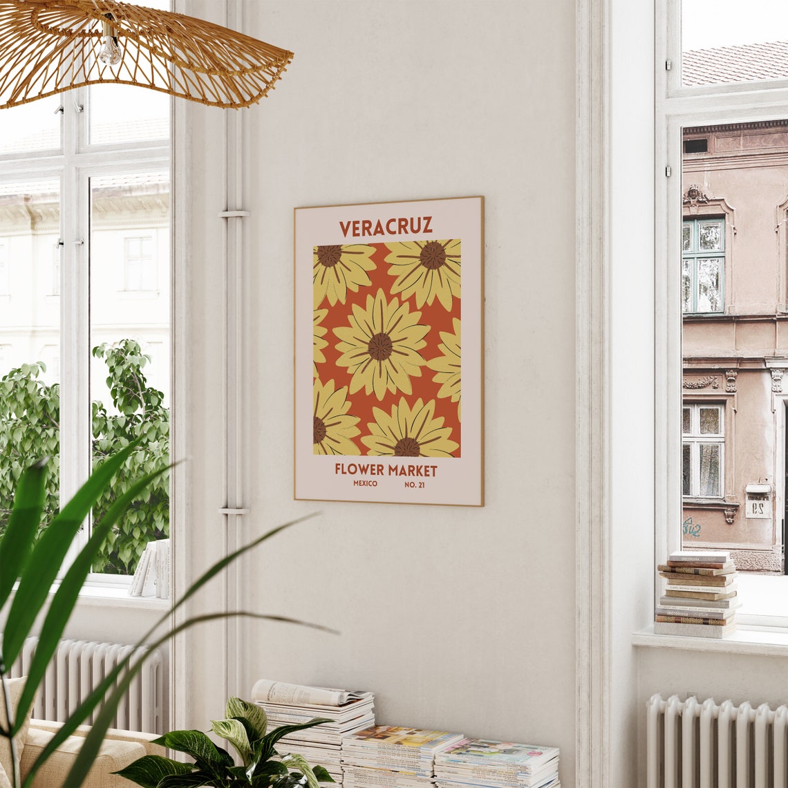 Veracruz Mexico Flower Market Yellow Daisy Floral Decor Poster - Image 2