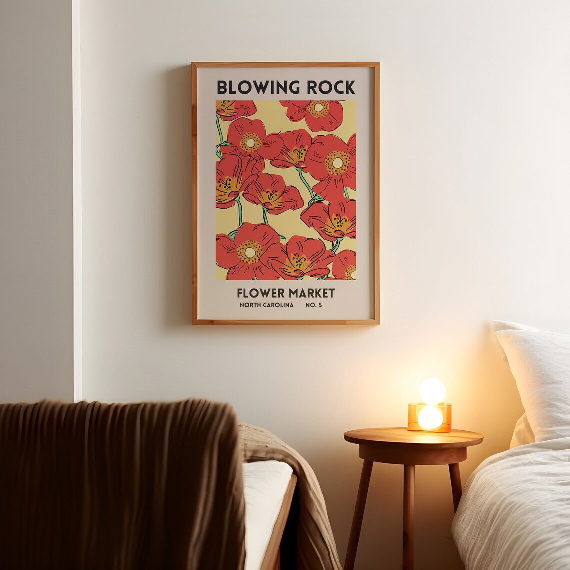 Blowing Rock North Carolina Flower Market Red Poppy Art Poster - Image 2