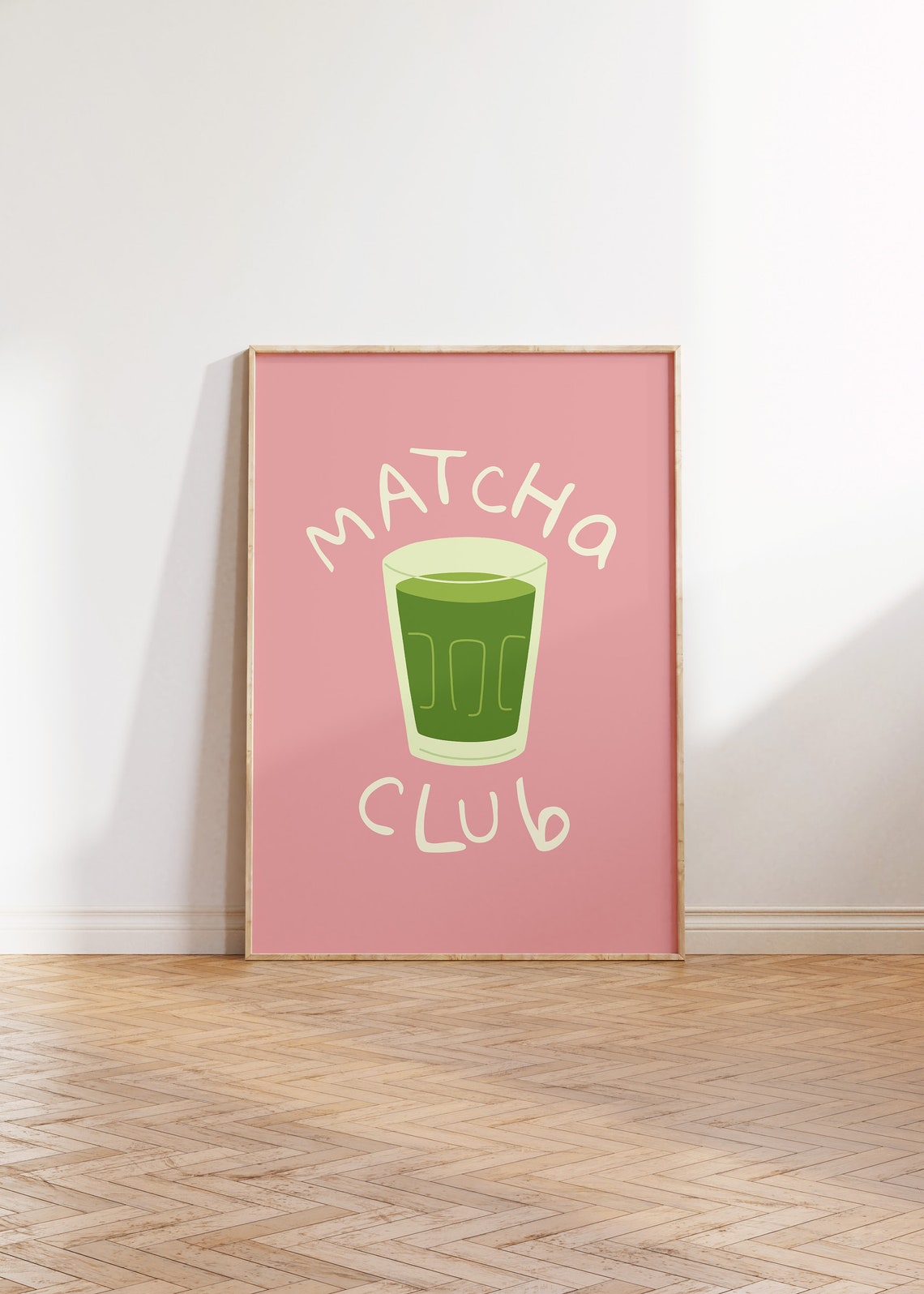 Matcha Club Cute Pink Kitchen Green Tea Glass Cozy Decor Print - Image 3