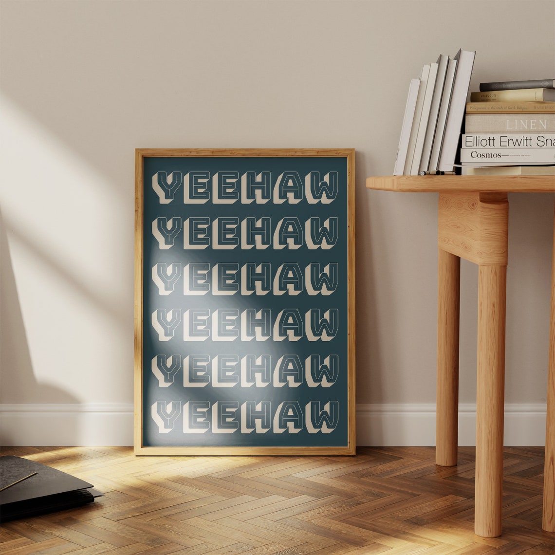 Yeehaw Repeated Navy Retro Western 3D Typography Rodeo Poster - Image 2
