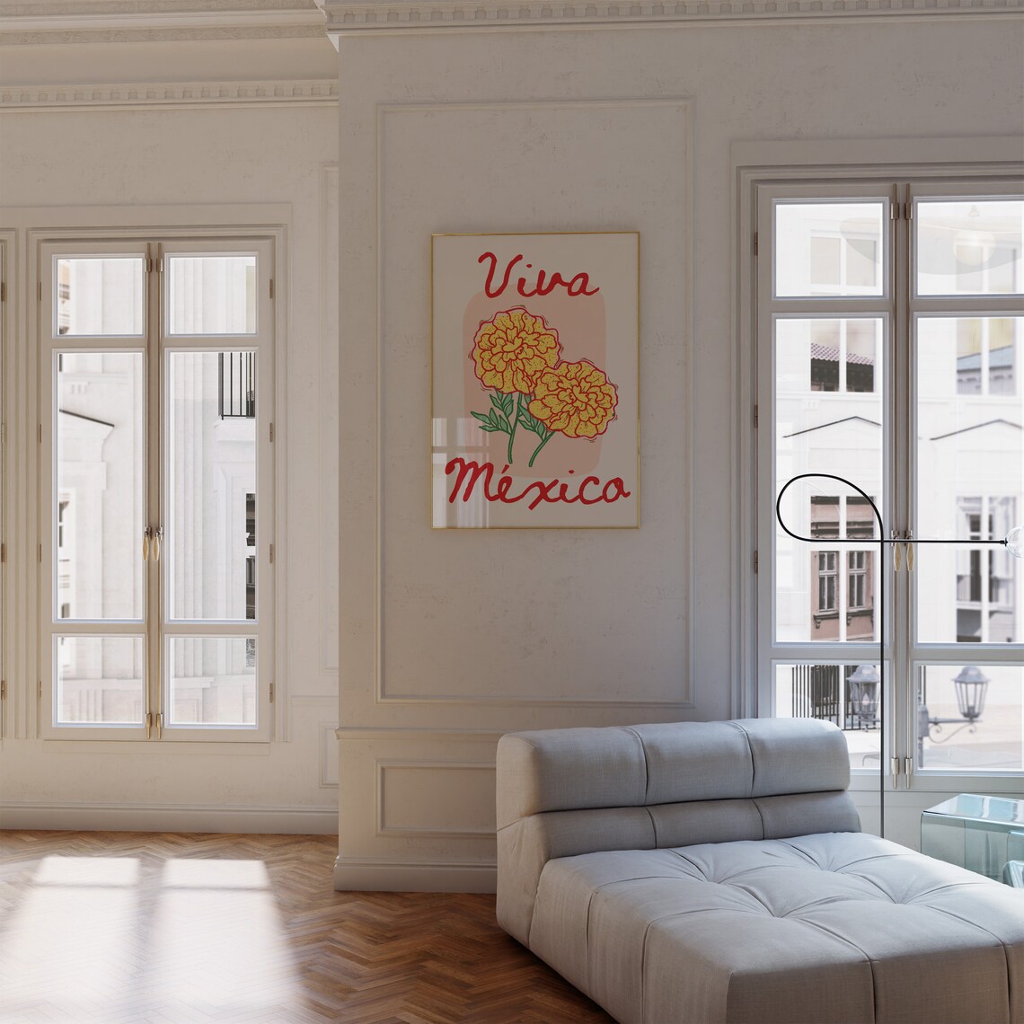 Mexican Flower Travel Poster, Pink Floral Wall Art - Image 2