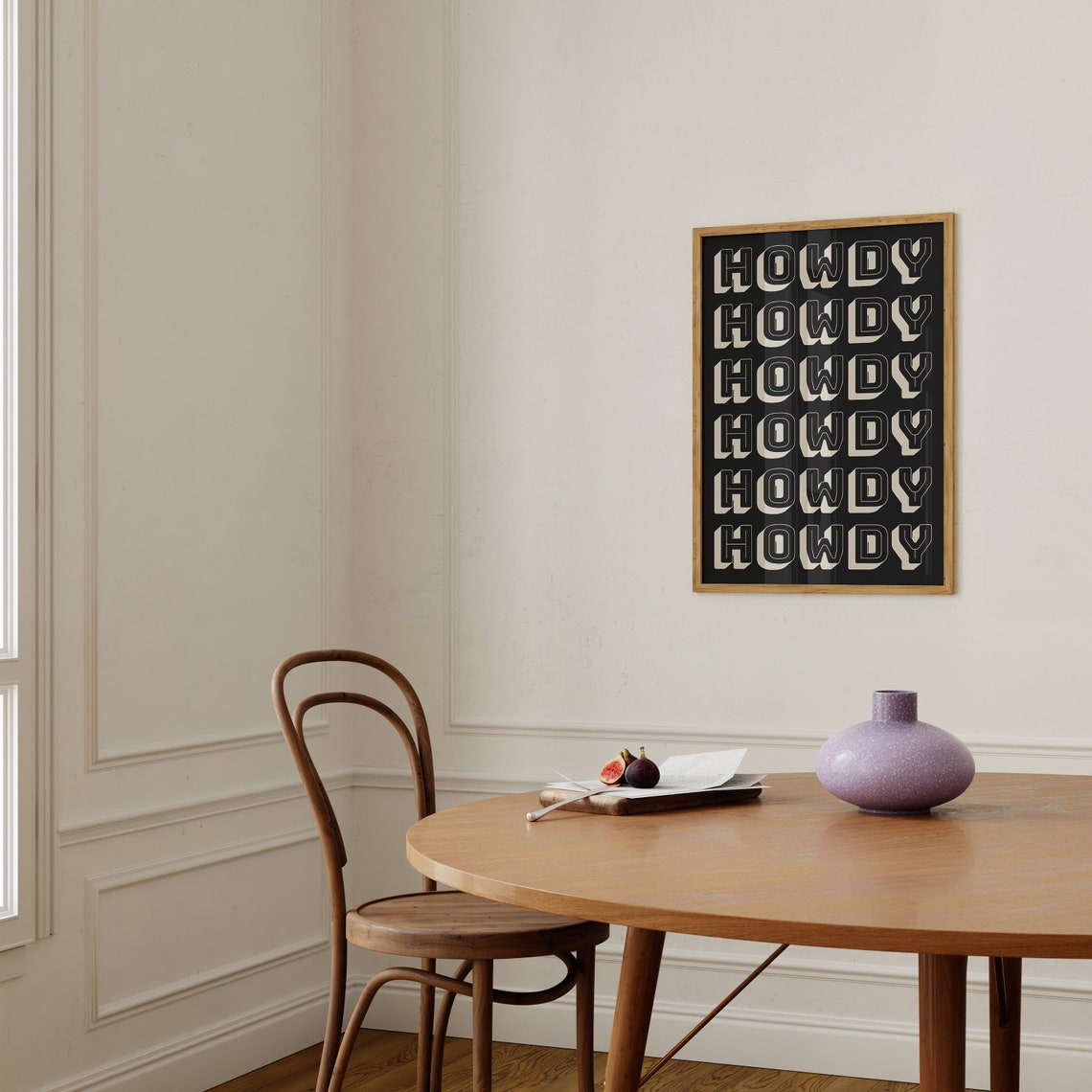 Retro Howdy Black And Cream Repeated Western Typography Poster - Image 2