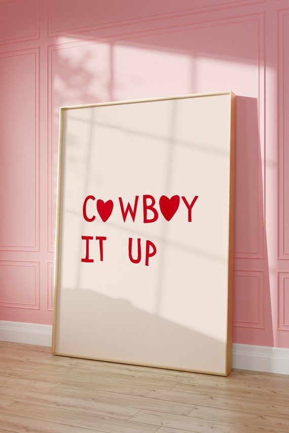 Trendy Western Wall Art Cowboy Quote Print Heart Typography Poster Red Cowgirl Print Cute Western Decor 1 Print