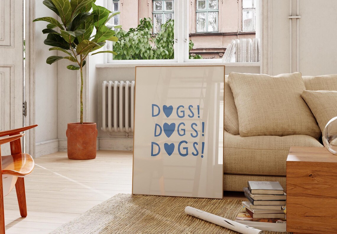 Blue Dogs Heart Typography Funny Dog Lover Poster for Pet Fans - Image 4