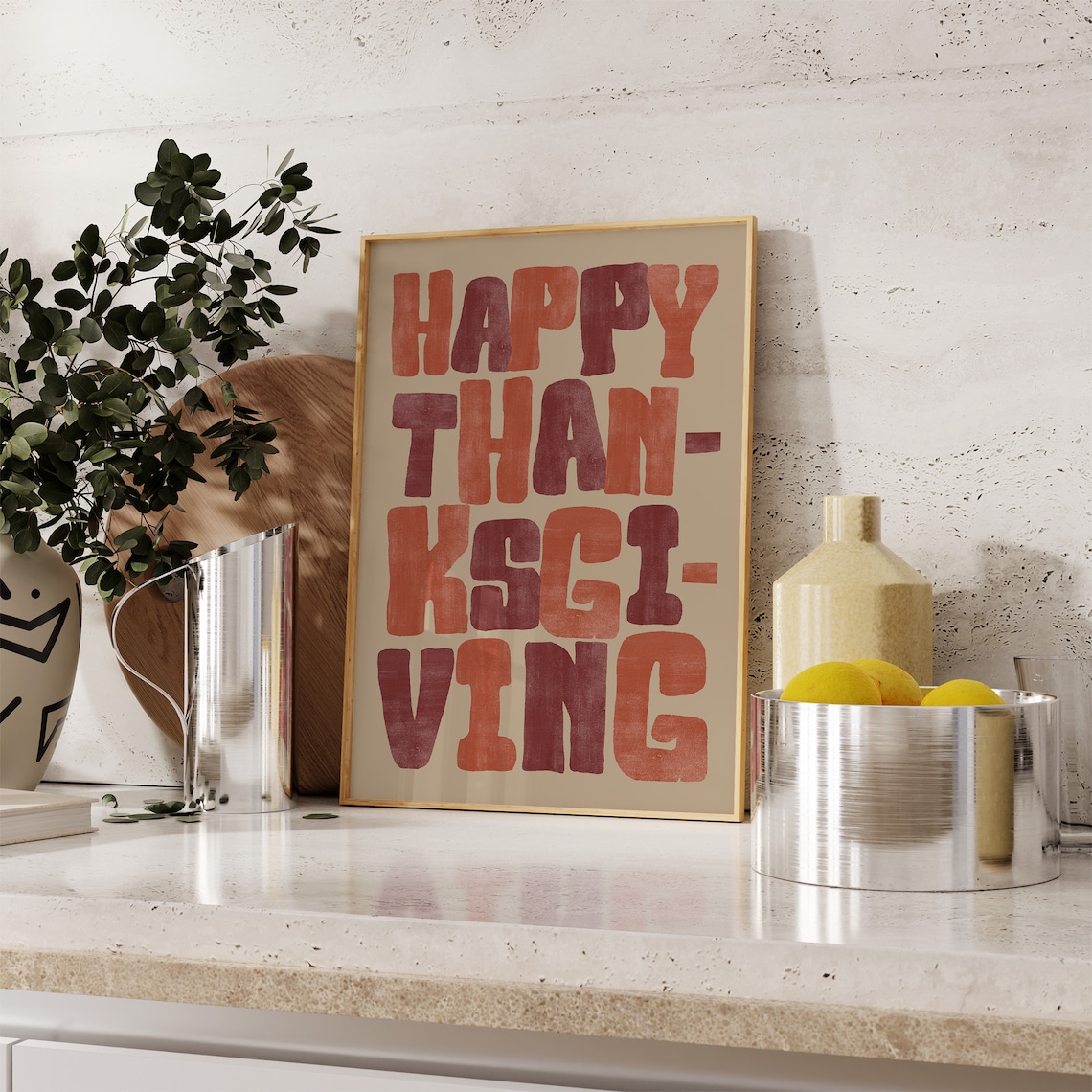 Happy Thanksgiving Retro Typography Art Print - Image 4