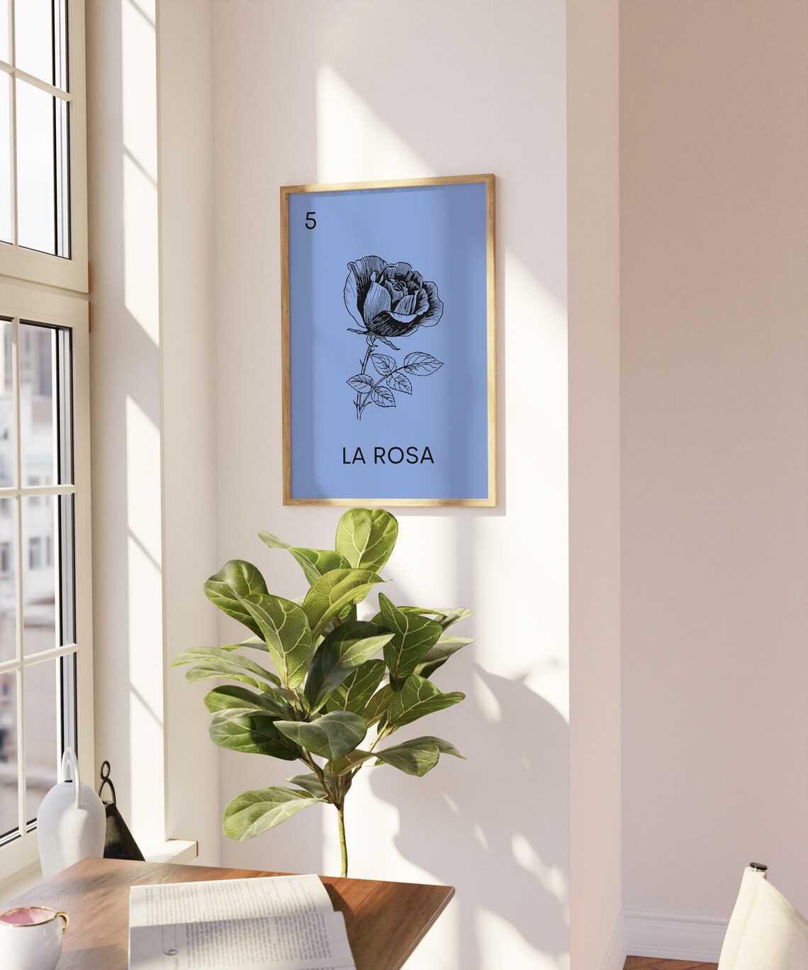 La Rosa Mexican Loteria Vintage Engraved Rose Botanical Poster - Image 3