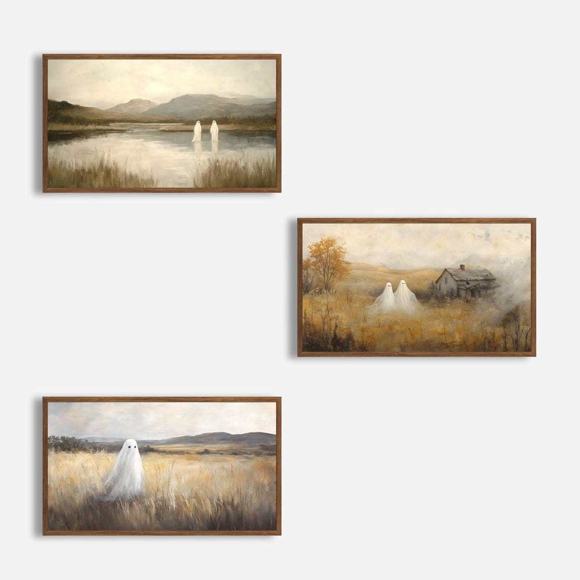 Nine Halloween Ghost Paintings Set Vintage Frame TV Art Poster - Image 2