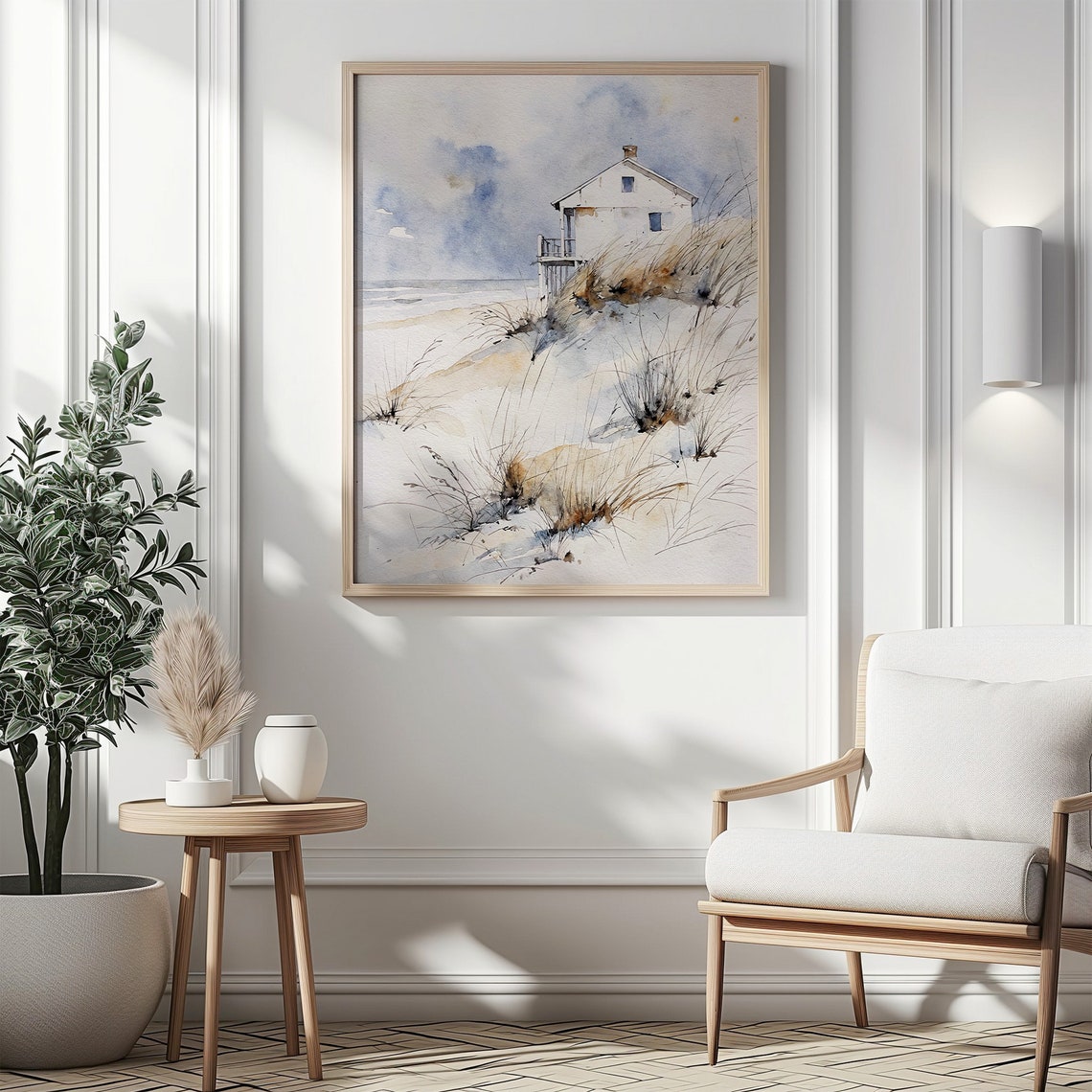 Cape Cod Beach House Sand Dunes Beach Grass Watercolor Seaside Poster - Image 5