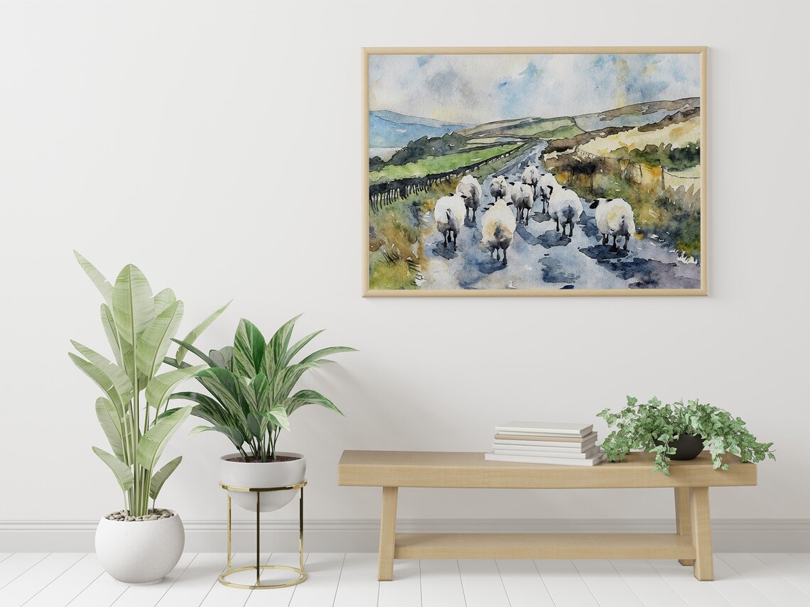 Irish Sheep Watercolor Art Print, Rustic Farmhouse - Image 2