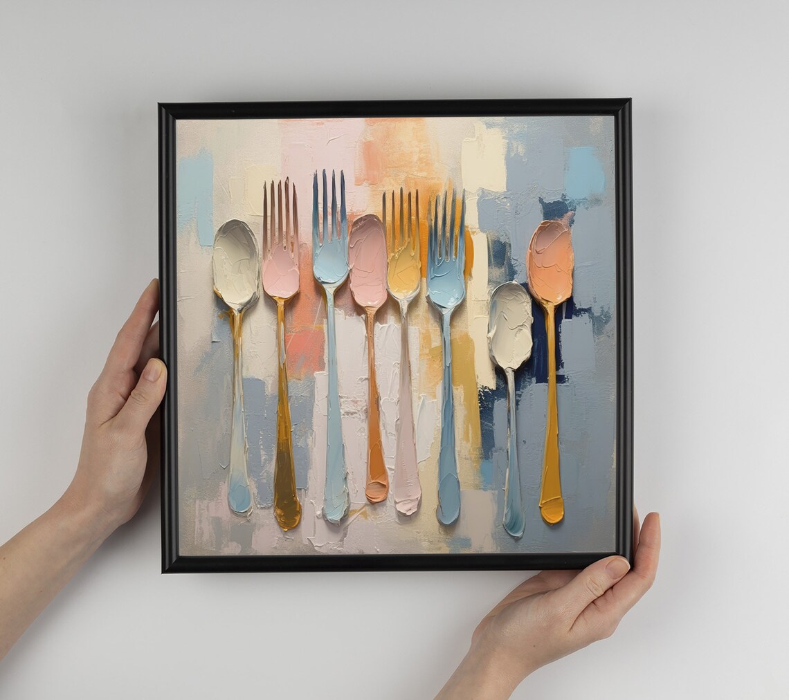 Spoons and Forks Oil-Painting-Style Kitchen Art Print - Image 3